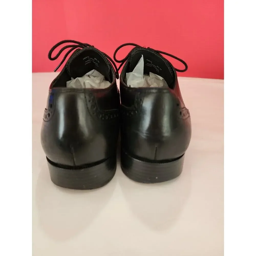 Cole Haan Black leather wingtip Derby shoes mens c24167 grand os mens 9.5 m